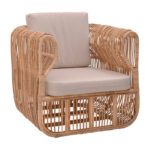 Fajole armchair natural color rattan-beige cushion 86x86x66cm