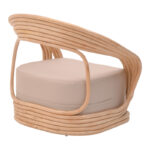 Armchair Radictive rattan in natural color with beige cushion 88x57x73cm - Image 2