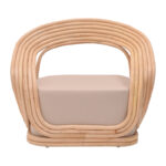 Armchair Radictive rattan in natural color with beige cushion 88x57x73cm - Image 4
