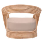 Armchair Radictive rattan in natural color with beige cushion 88x57x73cm - Image 5