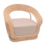 Armchair Radictive rattan in natural color with beige cushion 88x57x73cm - Image 6