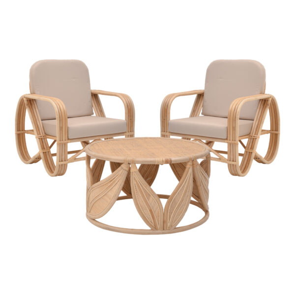 Set of 3 pieces Relmine-Siderty rattan in natural color