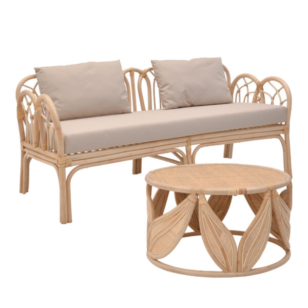 Комплет од 2 парчиња ратан Ytrone-Siderty во природна боја