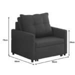 Barzene armchair-bed brown fabric 96x83x75cm - Слика 6