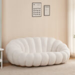 Margaritine sofa white bouclé fabric 180x100x67cm - Слика 2