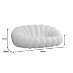 Margaritine sofa white bouclé fabric 180x100x67cm - Слика 5