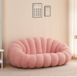 Margaritine sofa pink bouclé fabric 180x100x67cm - Слика 2