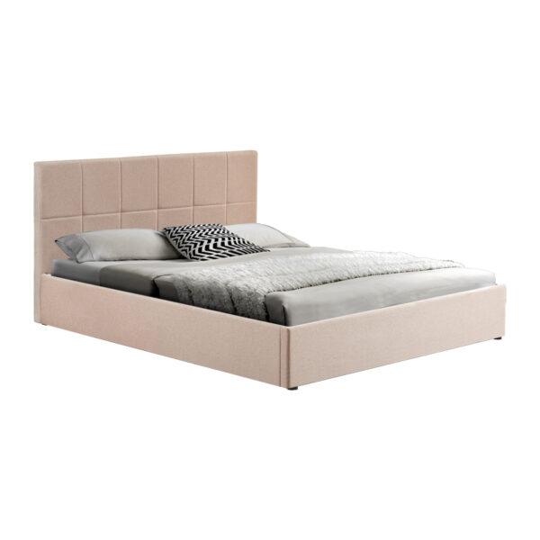 Double bed with storage space Zamblene beige fabric 160x200cm