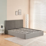 Double bed with storage space Zamblene gray velvet 160x200cm - Image 2