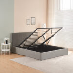 Double bed with storage space Zamblene gray velvet 160x200cm - Image 3