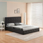 Double bed with storage space Cankere black pu 160x200cm - Слика 2