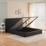 Double bed with storage space Cankere black pu 160x200cm - Слика 3