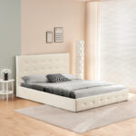 Double bed with storage space Cankere cream pu 160x200cm - Слика 2