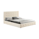 Брачен кревет со простор за складирање Cankere крем пу 160x200 см