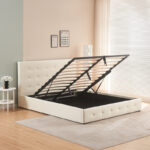 Double bed with storage space Cankere cream pu 160x200cm - Слика 3