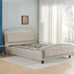 Double bed Camaro fabric in beige color 160x200cm - Image 2