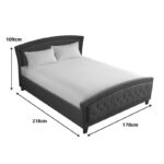 Double bed Camaro fabric in anthracite color 160x200cm - Image 4