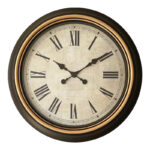 Plasma Inart wall clock in antique black and gold tone D63.5x5.6cm