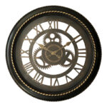 Ѕиден часовник Ferm Inart во античка црна и златна нијанса D61x6 см