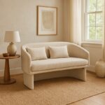 Two-seater sofa Playmob beige fabric 128x65x79cm - Слика 2