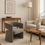 Leicy fabric armchair in gray-beige shade 69x63x76.5cm - Слика 2