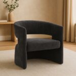 Armchair Leicy fabric in black shade 69x63x76.5cm - Image 2