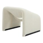 Armchair Clous boucle fabric in off-white shade 86x77x73.5cm - Image 3