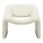 Armchair Clous boucle fabric in off-white shade 86x77x73.5cm - Image 5