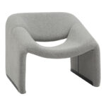Armchair Clous bouclé fabric in light gray shade 86x77x73.5cm