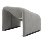 Armchair Clous bouclé fabric in light gray shade 86x77x73.5cm - Image 3