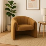 Fassy armchair boucle fabric in mustard shade 80x66x80cm - Image 2