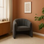 Fassy armchair bouclé fabric in charcoal color 80x66x80cm - Image 2