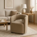 Armchair Lemouton fabric in beige shade 69.5x66x80cm - Слика 2
