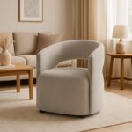 Armchair Lemouton fabric in gray-beige shade 69.5x66x80cm - Слика 2