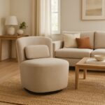 Swish rotating armchair bouclé fabric in gray-beige shade 63x76x76.5cm - Слика 2