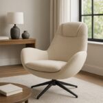Armchair rotaitng Flago boucle fabric in beige shade 85x88x103.5cm - Слика 2