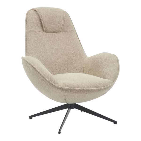 Armchair rotaitng Flago boucle fabric in beige shade 85x88x103.5cm