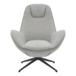 Armchair rotating Flago boucle fabric in light gray shade 85x88x103.5cm - Image 5