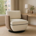 Armchair rotating Coupa fabric in beige shade 75x77x79cm - Слика 2