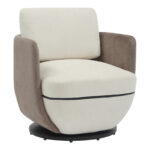 Armchair rotating Coupa fabric in beige shade 75x77x79cm