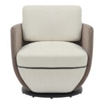 Armchair rotating Coupa fabric in beige shade 75x77x79cm - Слика 5