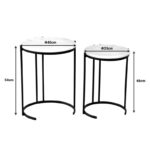 Living room side tables set of 2 Luxere Inart black metal-white marble - Слика 2