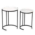 Living room side tables set of 2 Luxere Inart black metal-white marble