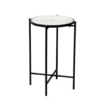 Помошна масичка Луксер Инарт црна метал-бел мермер Д40x65.5 см