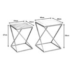 Side tables for living room set of 2 pieces Zoliene Inart gold metal-white marble - Image 2
