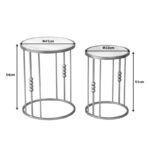 Side tables for living room set of 2 Emiliane Inart gold metal-white marble - Слика 2