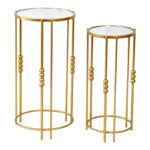 Side tables set of 2 Emiliane Inart gold metal-mirror glass