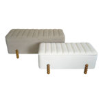 Daph Inart trunk stool set of 2 velvet in beige and white shade