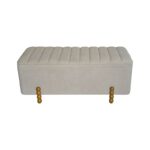 Daph Inart trunk stool set of 2 velvet in beige and white shade - Image 3