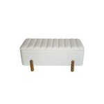 Daph Inart trunk stool set of 2 velvet in beige and white shade - Image 4